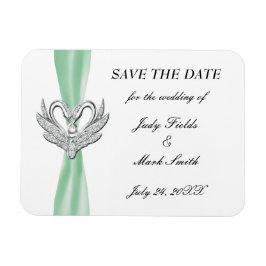 Grönt Ribbon Silver Svanar Spara datum magneter