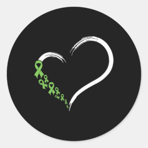 Grönt Ribbon Support Mental Health Awareness Månad Runt Klistermärke