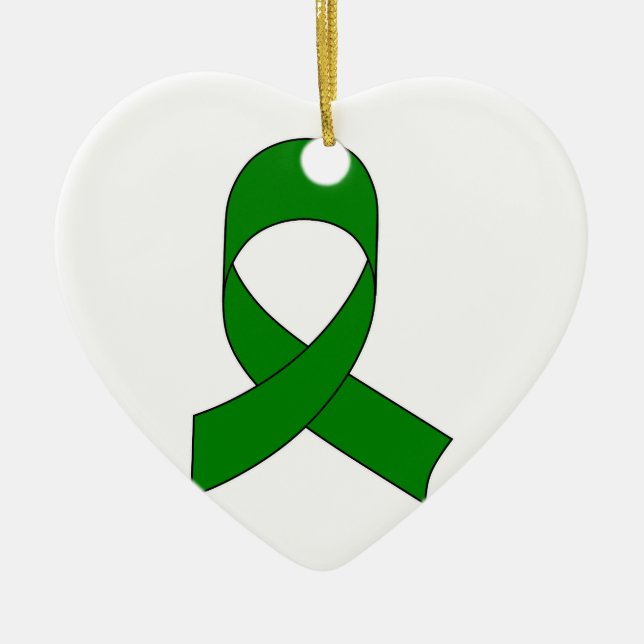Grönt Ribbon Teckning Julgransprydnad Keramik (Framsidan)