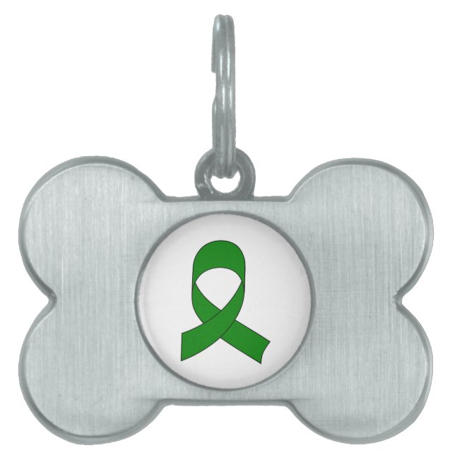Grönt Ribbon Teckning Namnbricka Husdjur (Framsidan)