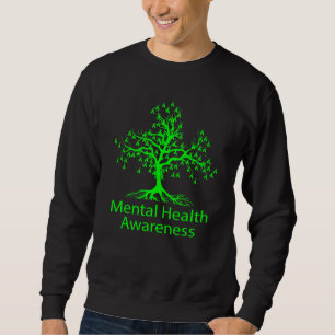 Grönt Ribbon Träd Mental Health Awareness Månad Lång Ärmad Tröja