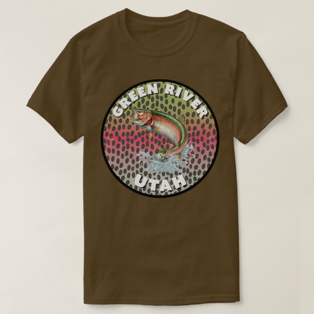 Grönt River Flygfiske Utah T T Shirt (Design framsida)