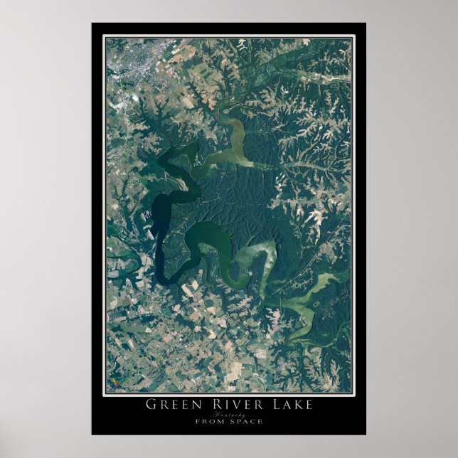 Grönt River Sjö Kentucky Satellite Poster Karta (Framsidan)