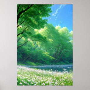 Grönt Riverbank Poster