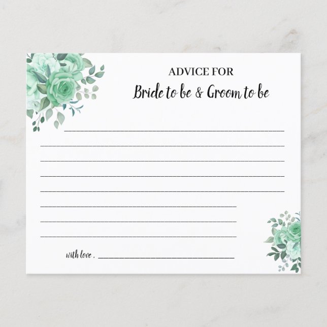 Grönt Ro Adress för par Möhippor Card Flygblad (Framsidan)