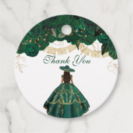 Grönt Ro Elegant Blommigt Charro Quinceanera Gåvor Etiketter