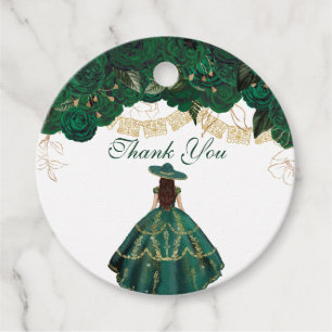 Grönt Ro Elegant Blommigt Charro Quinceanera Gåvor Etiketter