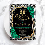 Grönt Ro Guld Svartahavare 30års födelsedag Inbjudningar<br><div class="desc">Inbjudan till 30års födelsedag-partiet. blommigten av eleganten framträder med grönt med faux glitter guld och ro. Innehåller svartvit dämpningsmönster och typsnitt för skript. Perfekt för en snyggt kvinnor i firande. Kan anpassas för vilken ålder som helst! Skrivna Zazzle-inbjudningar eller digital utskrivbar mall för omedelbar nedladdning.</div>