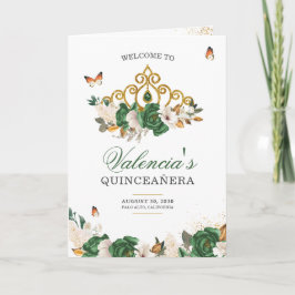 Grönt Ro Guld Tiara Butterfly Quinceanera Program