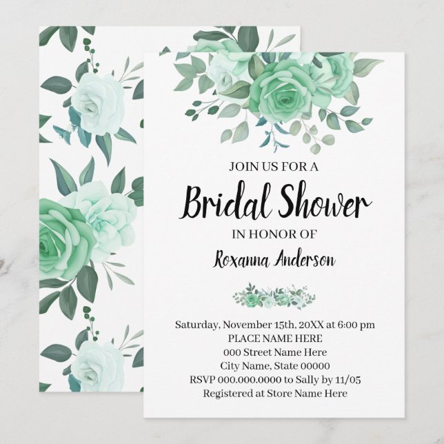 Grönt Ro Möhippa Land Chic Inbjudningar (Fram/baksida)