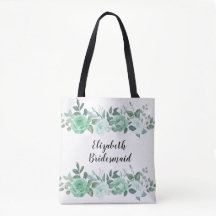 Grönt Ro Personlig Bridesmaid Tote Bag