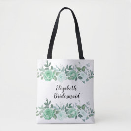 Grönt Ro Personlig Bridesmaid Tote Bag Tygkasse