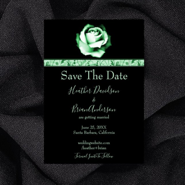 Grönt Ro Spara datum Spara Datumet (Green Rose Save the Date)