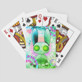 Grönt robot bunny kawaii-spelkort casinokort