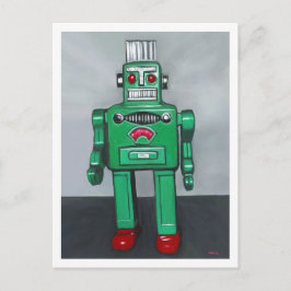 Grönt Robot Vykort