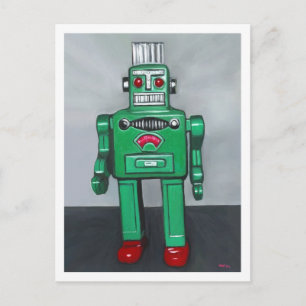 Grönt Robot Vykort