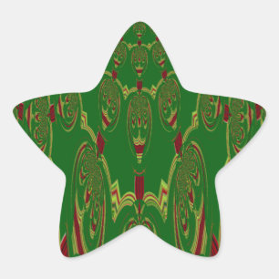 Grönt Robots Stjärnformat Klistermärke