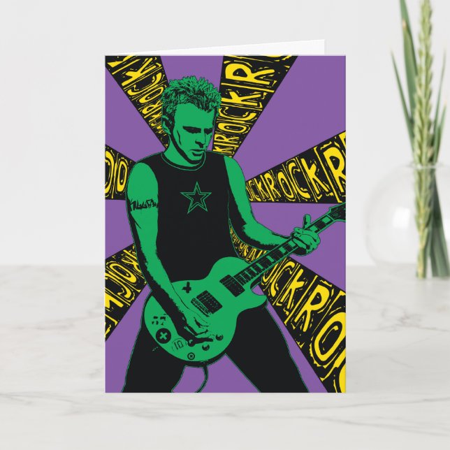 Grönt Rockin födelsedagkort Kort (Framsida)