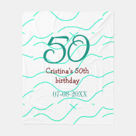 Grönt röd 50-årsdag Lägg till namn datum p Fleecefilt