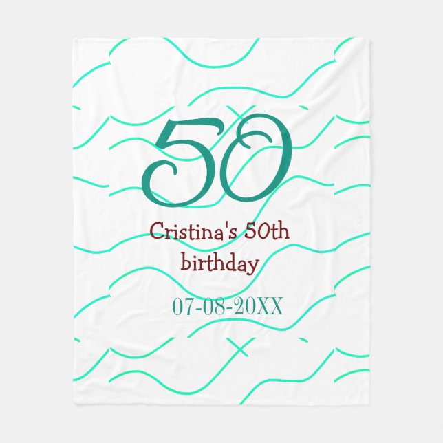 Grönt röd 50-årsdag Lägg till namn datum p Fleecefilt (Framsidan)