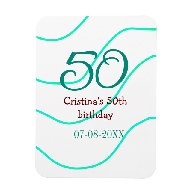 Grönt röd 50-årsdag Lägg till namn datum p Magnet (Vertikal)