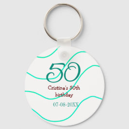 Grönt röd 50-årsdag Lägg till namn datum p Nyckelring