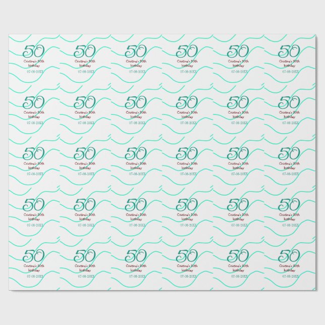 Grönt röd 50-årsdag Lägg till namn datum p Presentpapper (Platt)