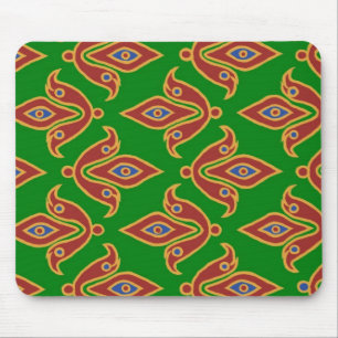 Grönt, röd, Fleur-de-lys Mousepad Musmatta