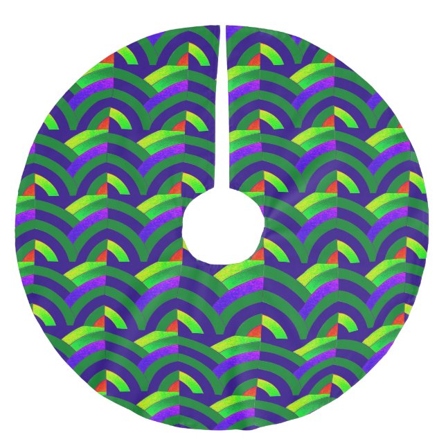 grönt/röd helgdag julgransmatta borstad polyester (Framsidan)