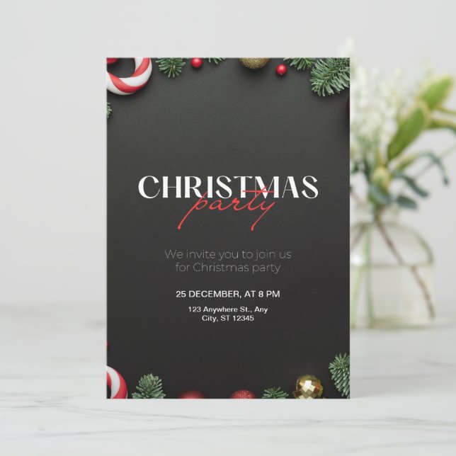 Grönt Röd julinbjudan jul Party Inbjudningar (Stående Fram)