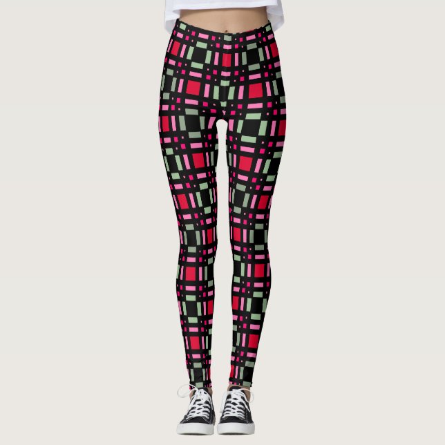Grönt röd rand leggings (Framsida)
