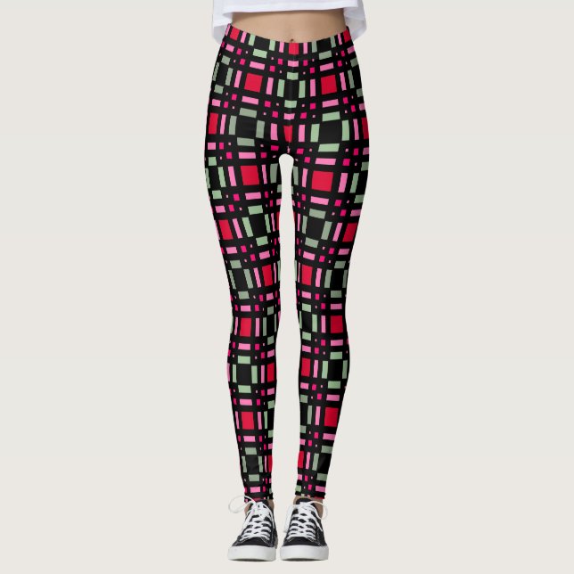 Grönt röd rand leggings (Framsida)