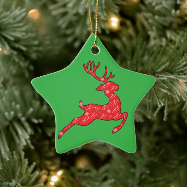 Grönt & röd rudolph - Ornament (renarna) (Träd)
