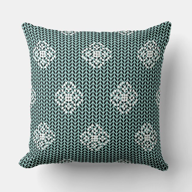 Grönt/röd snöflinga Reversible julpillow Kudde (Framsida)