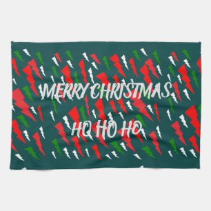 Grönt röd vit design ord text god jul kökshandduk