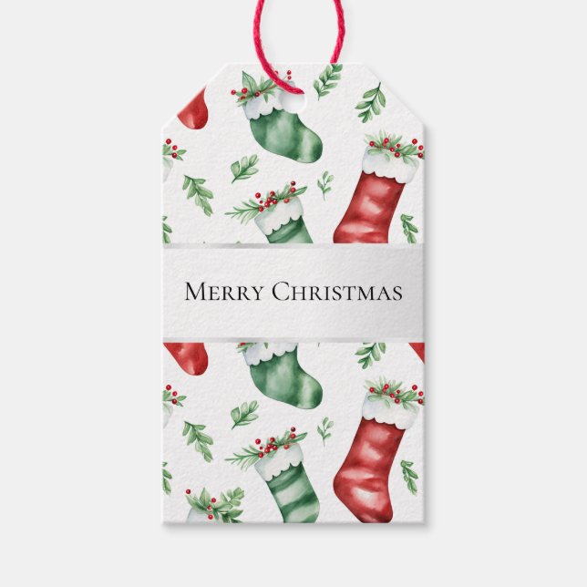 Grönt Röda julklappar Presentetikett (Framsidan)