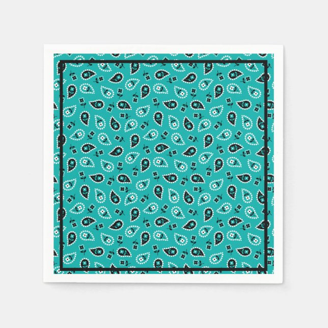 Grönt Rodeo Bandana Print Födelsedagsfest Napkins Pappersservett (Framsidan)