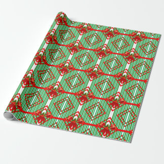 Grönt Rödstreckad dekorfärg Retro-jul Presentpapper