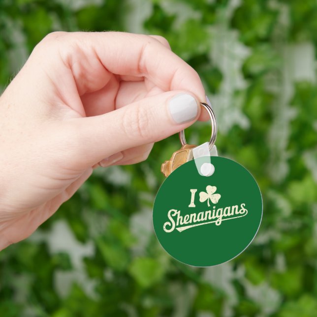 Grönt roligt irländskt Patty's Shamrock Saint Patr Nyckelring (Hand)
