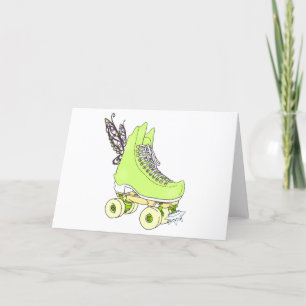 Grönt Roller Skate Fairy Birthday Greeting Card Tack Kort