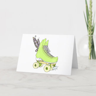 Grönt Roller Skate Fairy Birthday Greeting Card Tack Kort
