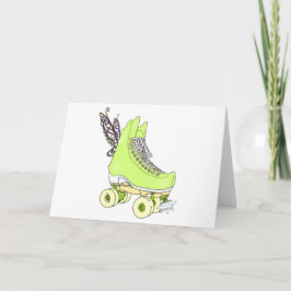 Grönt Roller Skate Fairy Birthday Greeting Card Tack Kort