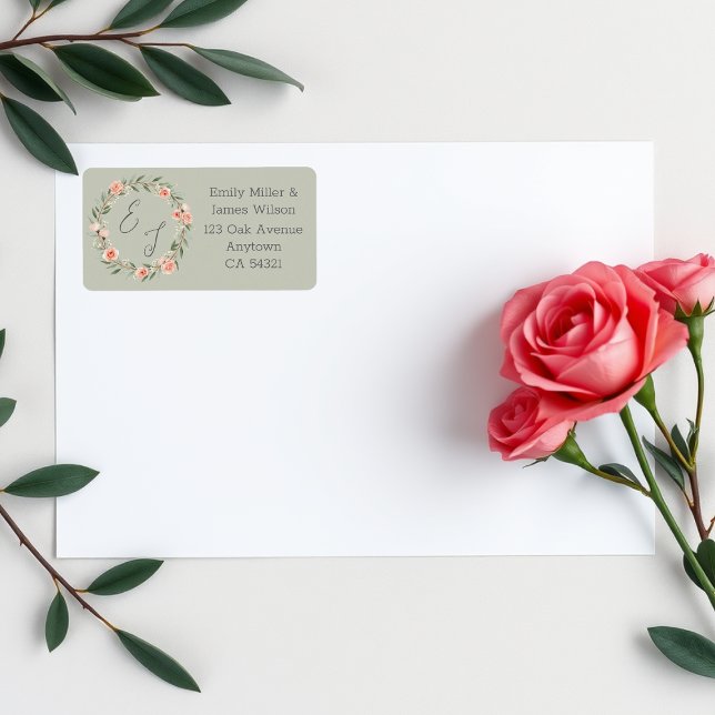 Grönt, romantisk ro-andedräkt adressetikett (Skapare uppladdad)