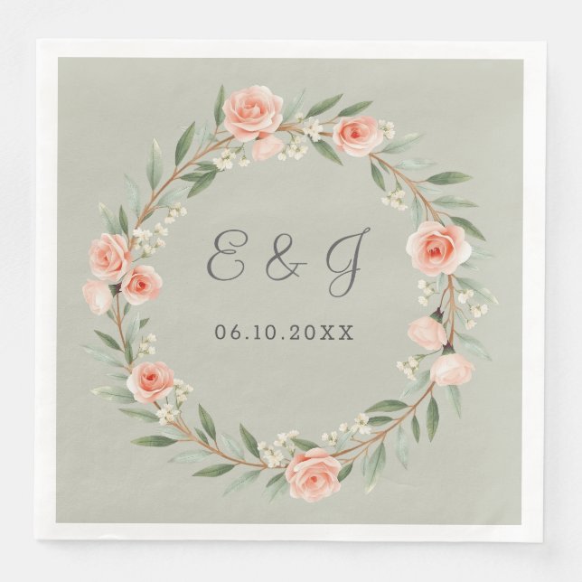 Grönt, romantisk ro-andedräkt pappersservett (Framsida)