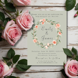 Grönt, romantisk ro-utandning bröllop inbjudningar