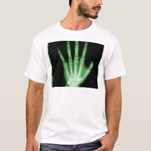Grönt röntgar skelett räcker tee shirt