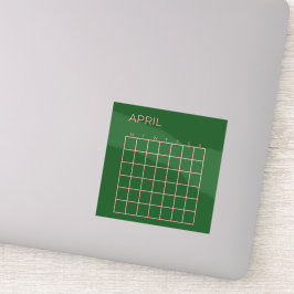 Grönt Rosa April Odaterad kalender för organisatio Klistermärken