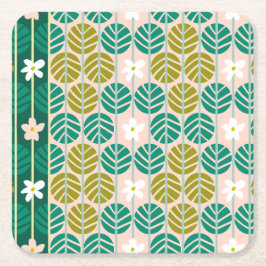 Grönt/rosa av blommigt för sommaråterreflektor und underlägg papper kvadrat