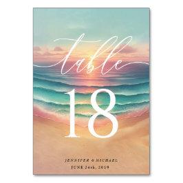 Grönt Rosa Beach Summer Sol Sand Watercolor Bordsnummer