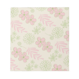 Grönt Rosa Beige Retro Y2K 70 s Flower Mönster Anteckningsblock